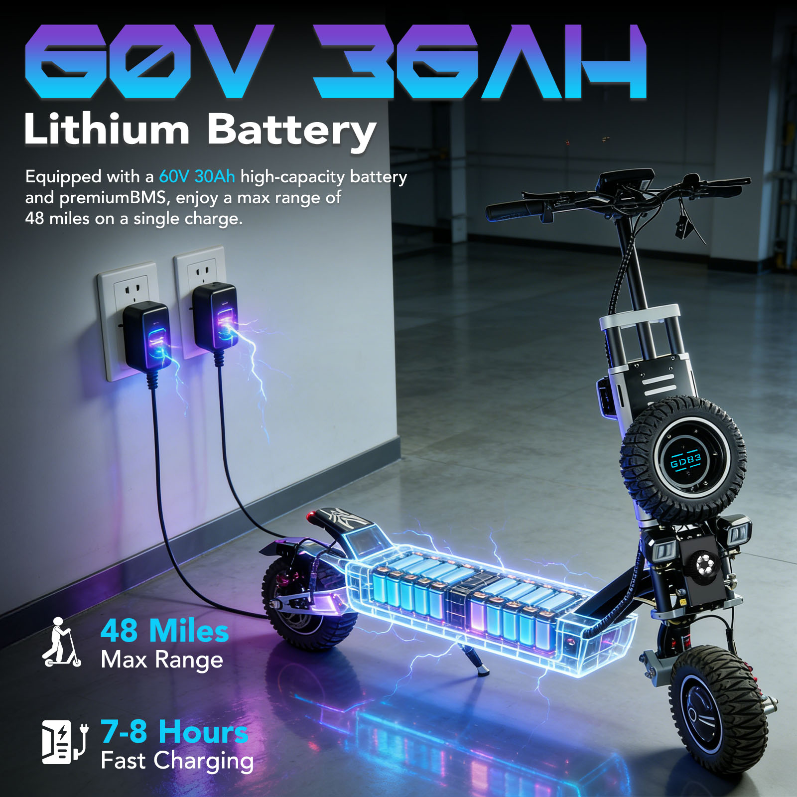 OBARTER GD83 Off-Road Electric - огляд і ціна 60V 5600W Dual Motor Electric Scooter