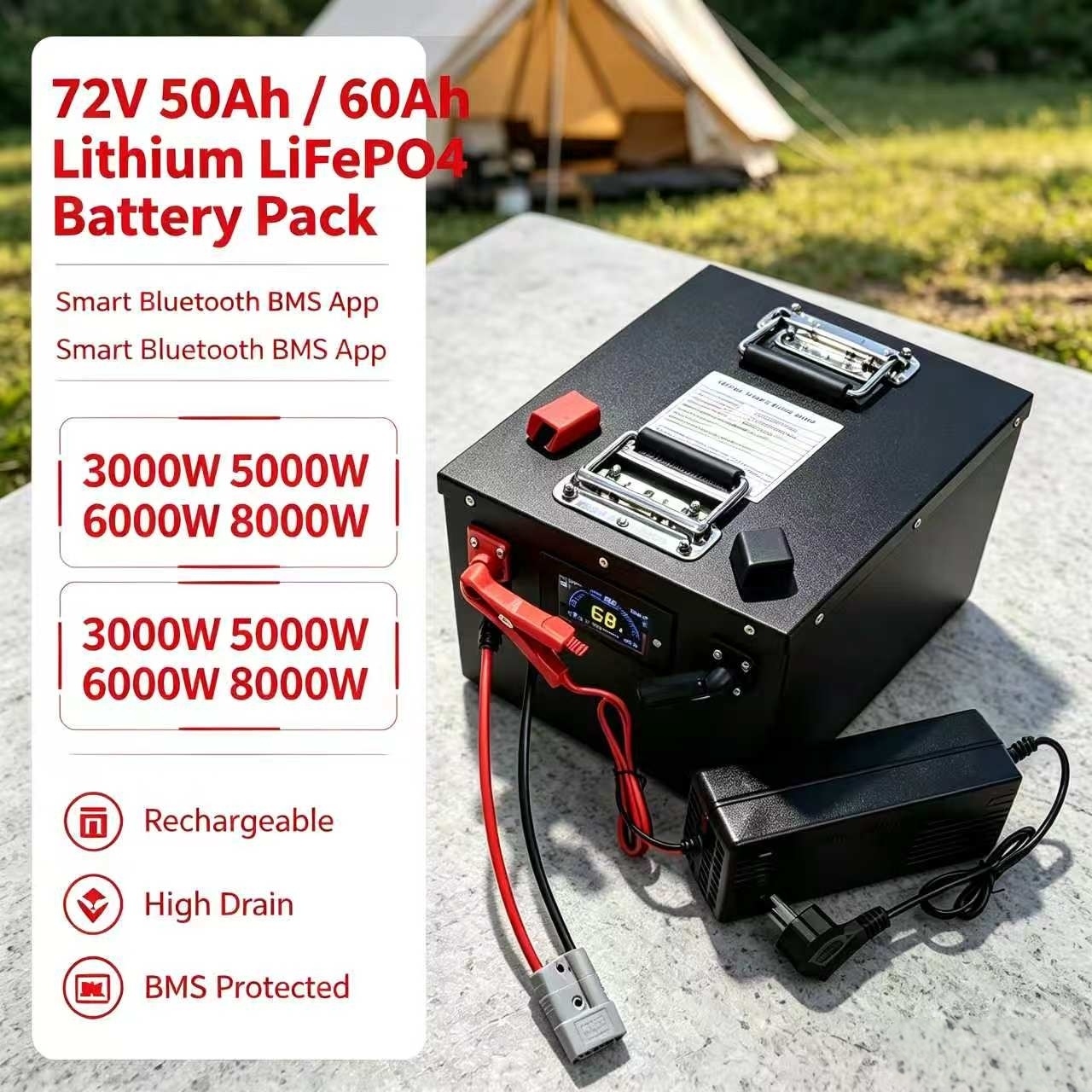 72V 50Ah 50A 60Ah 60 Ah 60A li - огляд і ціна 72V 60Ah Lifepo4 Battery Pack